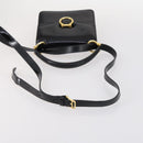 CELINE Hand Bag Enamel 2way Black Gold Auth 143592-7