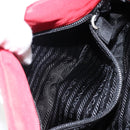 PRADA Shoulder Bag Nylon Red Silver Auth 143596-21