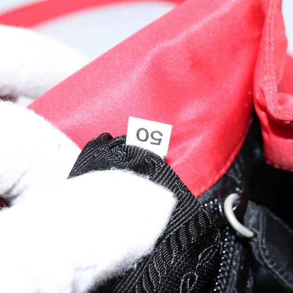 PRADA Shoulder Bag Nylon Red Silver Auth 143596