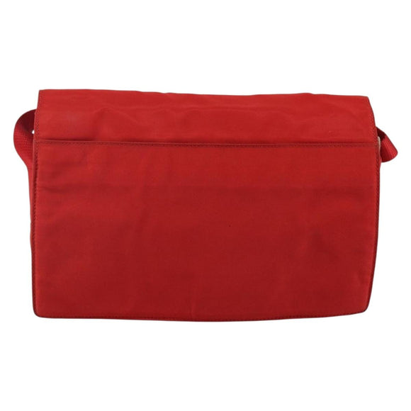 PRADA Shoulder Bag Nylon Red Silver Auth 143596