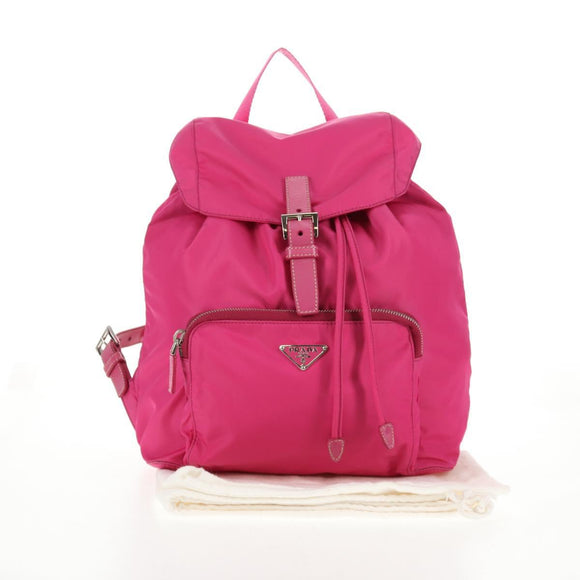 PRADA Backpack Nylon Pink Silver Auth 143599V