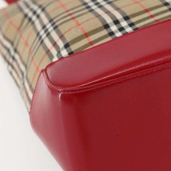 Burberrys Nova Check Tote Bag Canvas Leather Beige Gold Auth 143601