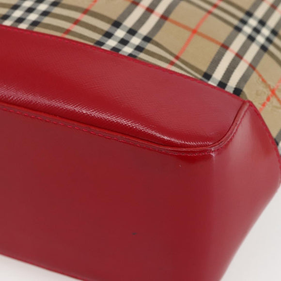 Burberrys Nova Check Tote Bag Canvas Leather Beige Gold Auth 143601