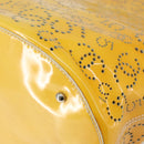 CHANEL Punching Hand Bag Enamel Yellow Silver CC Auth 143604-9