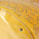 CHANEL Punching Hand Bag Enamel Yellow Silver CC Auth 143604-15