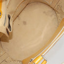 CHANEL Punching Hand Bag Enamel Yellow Silver CC Auth 143604-10