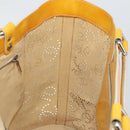 CHANEL Punching Hand Bag Enamel Yellow Silver CC Auth 143604-20