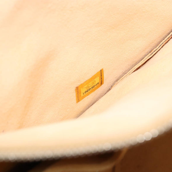 CHANEL Punching Hand Bag Enamel Yellow Silver CC Auth 143604