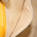 CHANEL Punching Hand Bag Enamel Yellow Silver CC Auth 143604-22