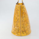 CHANEL Punching Hand Bag Enamel Yellow Silver CC Auth 143604-4