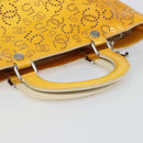 CHANEL Punching Hand Bag Enamel Yellow Silver CC Auth 143604-7