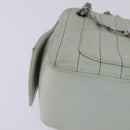 CHANEL Mademoiselle Chain Shoulder Bag Leather Silver Light green CC Auth 143605-12