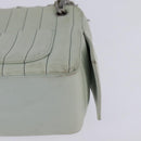 CHANEL Mademoiselle Chain Shoulder Bag Leather Silver Light green CC Auth 143605-13