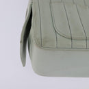 CHANEL Mademoiselle Chain Shoulder Bag Leather Silver Light green CC Auth 143605-14