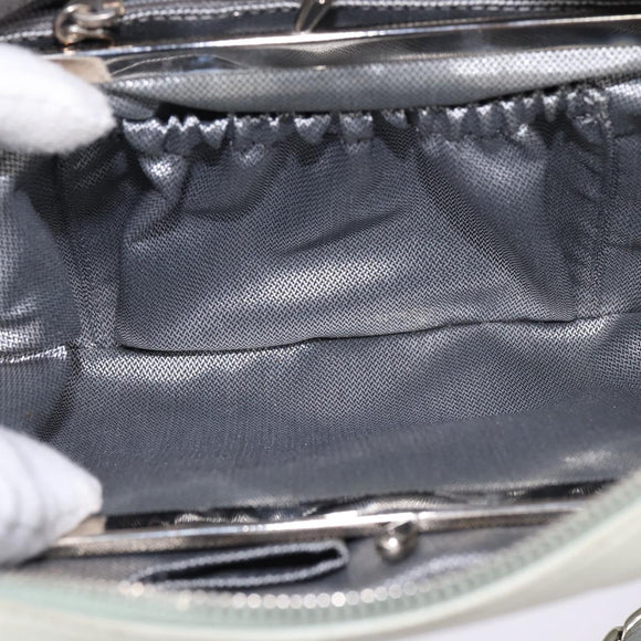 CHANEL Mademoiselle Chain Shoulder Bag Leather Silver Light green CC Auth 143605