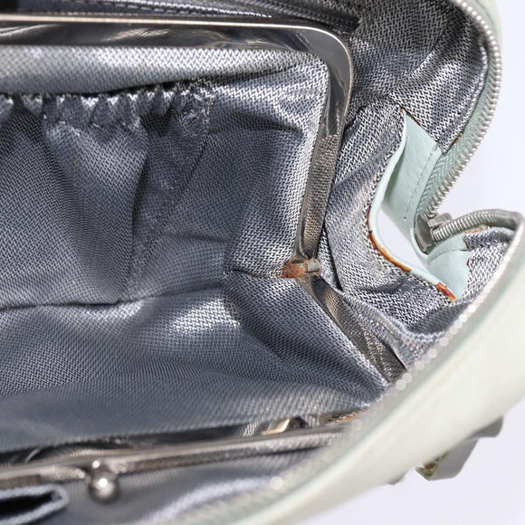 CHANEL Mademoiselle Chain Shoulder Bag Leather Silver Light green CC Auth 143605