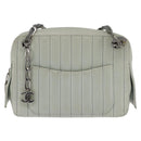 CHANEL Mademoiselle Chain Shoulder Bag Leather Silver Light green CC Auth 143605-2