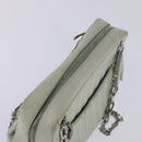 CHANEL Mademoiselle Chain Shoulder Bag Leather Silver Light green CC Auth 143605-6