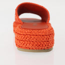 PRADA Flat Form Sandals Raffia Orange Auth 143606-12