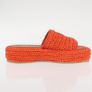 PRADA Flat Form Sandals Raffia Orange Auth 143606-20
