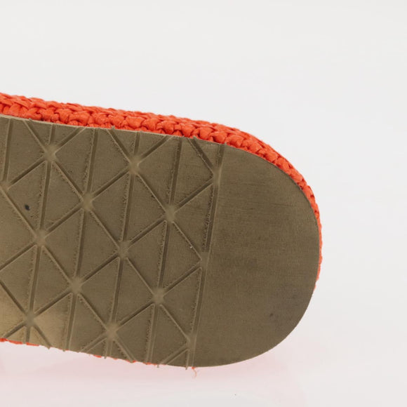 PRADA Flat Form Sandals Raffia Orange Auth 143606