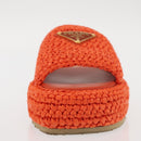 PRADA Flat Form Sandals Raffia Orange Auth 143606-27