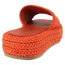 PRADA Flat Form Sandals Raffia Orange Auth 143606-3