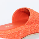 PRADA Flat Form Sandals Raffia Orange Auth 143606-30