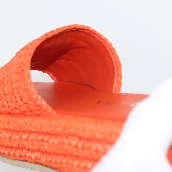 PRADA Flat Form Sandals Raffia Orange Auth 143606
