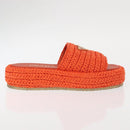 PRADA Flat Form Sandals Raffia Orange Auth 143606-4