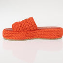 PRADA Flat Form Sandals Raffia Orange Auth 143606-5