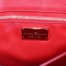 Salvatore Ferragamo Gancini Hand Bag Leather 2way Red Gold Auth 143649V-20