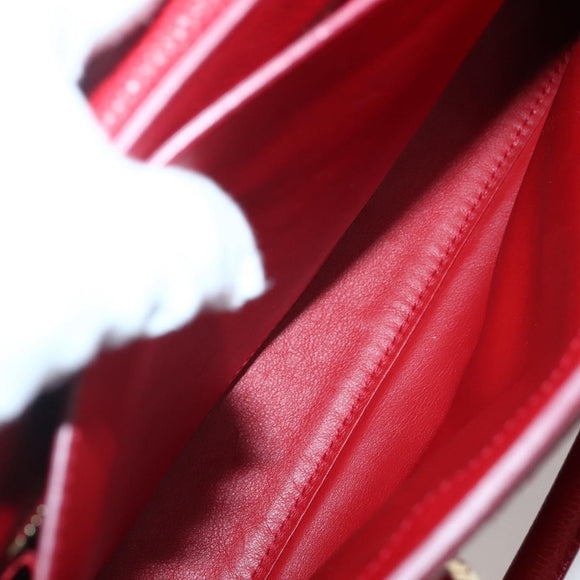 Salvatore Ferragamo Gancini Hand Bag Leather 2way Red Gold Auth 143649V