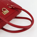 Salvatore Ferragamo Gancini Hand Bag Leather 2way Red Gold Auth 143649V-7