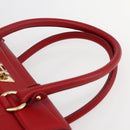 Salvatore Ferragamo Gancini Hand Bag Leather 2way Red Gold Auth 143649V-14