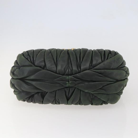 Miu Miu Matelasse Hand Bag Leather 2way Khaki Gold Auth 143651