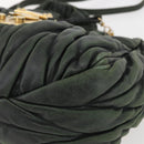 Miu Miu Matelasse Hand Bag Leather 2way Khaki Gold Auth 143651-16