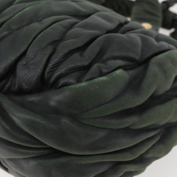 Miu Miu Matelasse Hand Bag Leather 2way Khaki Gold Auth 143651