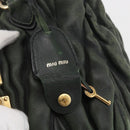 Miu Miu Matelasse Hand Bag Leather 2way Khaki Gold Auth 143651-10