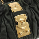 Miu Miu Matelasse Hand Bag Leather 2way Khaki Gold Auth 143651-19