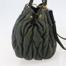 Miu Miu Matelasse Hand Bag Leather 2way Khaki Gold Auth 143651-3