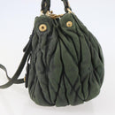 Miu Miu Matelasse Hand Bag Leather 2way Khaki Gold Auth 143651-4
