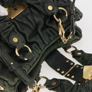 Miu Miu Matelasse Hand Bag Leather 2way Khaki Gold Auth 143651-6