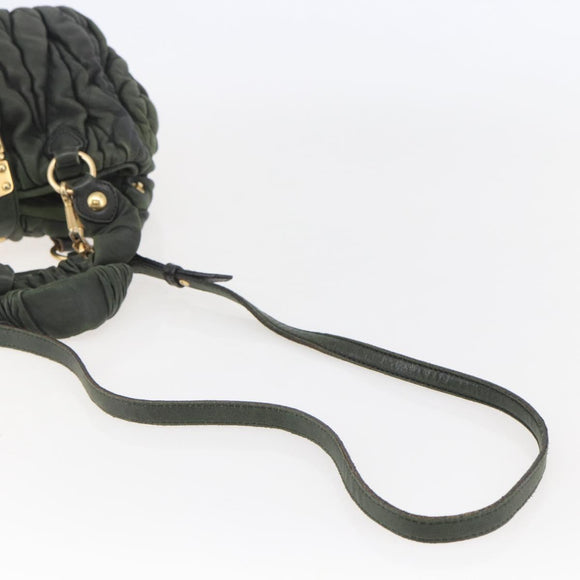 Miu Miu Matelasse Hand Bag Leather 2way Khaki Gold Auth 143651