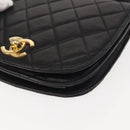 CHANEL Matelasse Waist bag Lamb Skin Black Gold CC Auth 143653-16