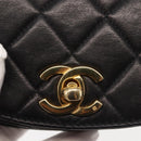 CHANEL Matelasse Waist bag Lamb Skin Black Gold CC Auth 143653-19