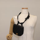 CHANEL Matelasse Waist bag Lamb Skin Black Gold CC Auth 143653-27