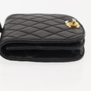 CHANEL Matelasse Waist bag Lamb Skin Black Gold CC Auth 143653-4