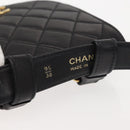 CHANEL Matelasse Waist bag Lamb Skin Black Gold CC Auth 143653-8