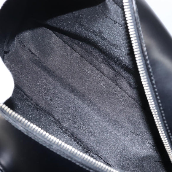 Salvatore Ferragamo Gancini Hand Bag Leather Black Silver Auth 143654V